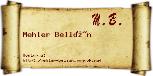 Mehler Belián névjegykártya
